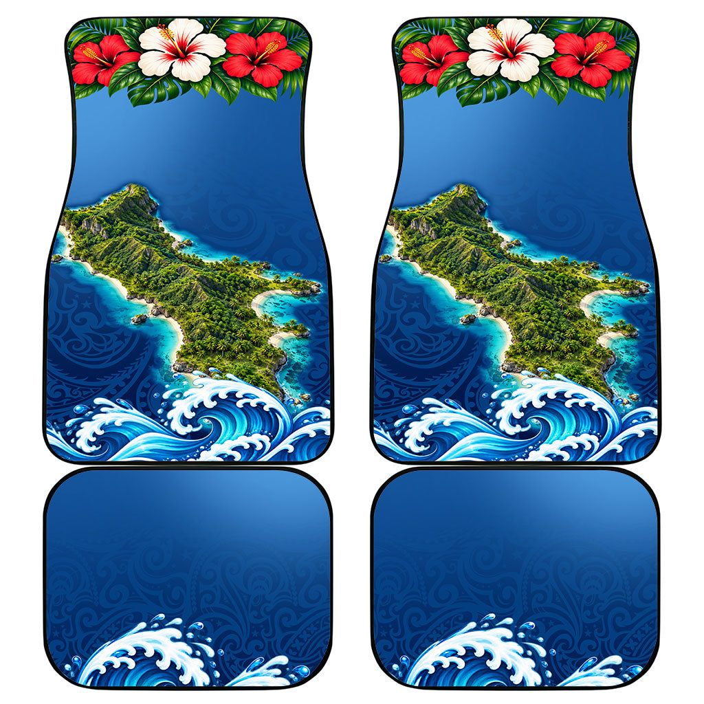 Guam Tropical Island Car Mats Hibiscus Floral Ocean Waves