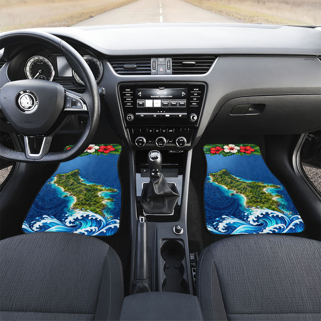 Guam Tropical Island Car Mats Hibiscus Floral Ocean Waves