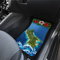 Guam Tropical Island Car Mats Hibiscus Floral Ocean Waves