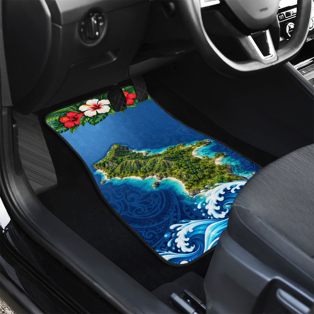 Guam Tropical Island Car Mats Hibiscus Floral Ocean Waves