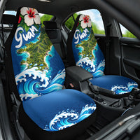 Guam Tropical Island Car Seat Cover Hibiscus Floral Ocean Waves TS04 One Size Blue Red - Polynesian Pride