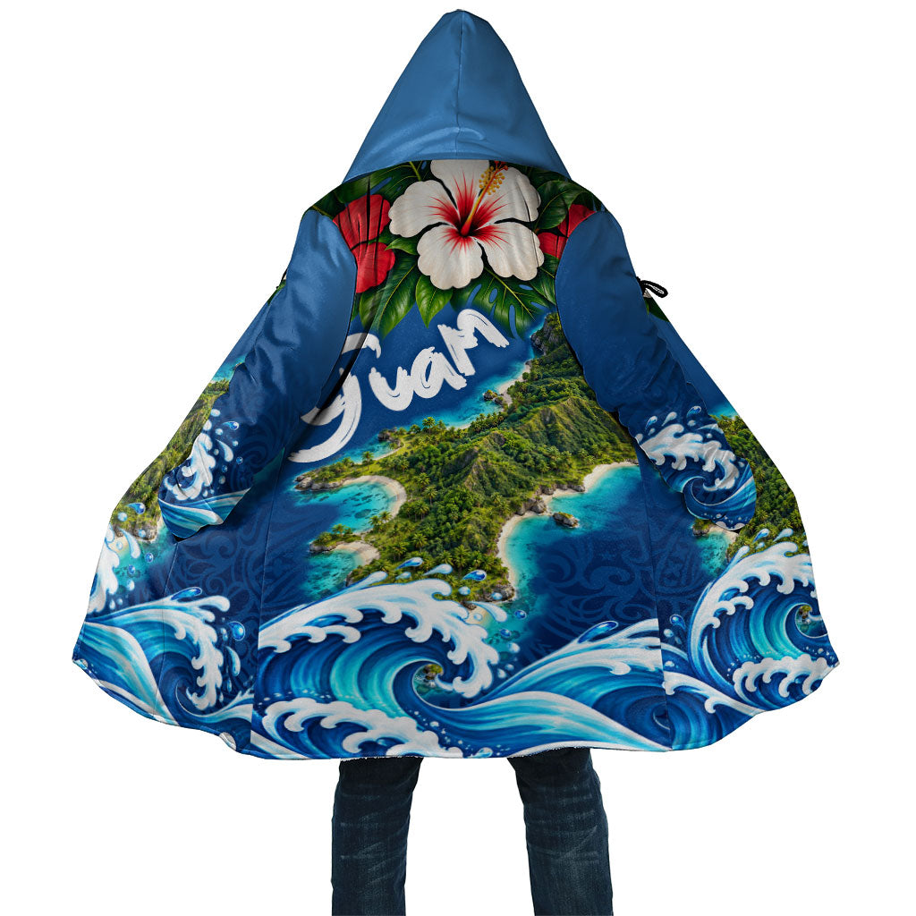 Guam Tropical Island Cloak Hibiscus Floral Ocean Waves