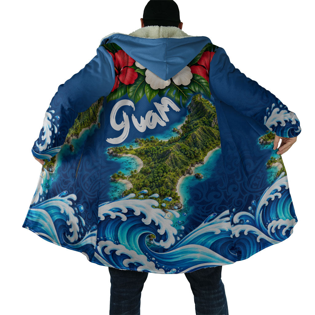 Guam Tropical Island Cloak Hibiscus Floral Ocean Waves