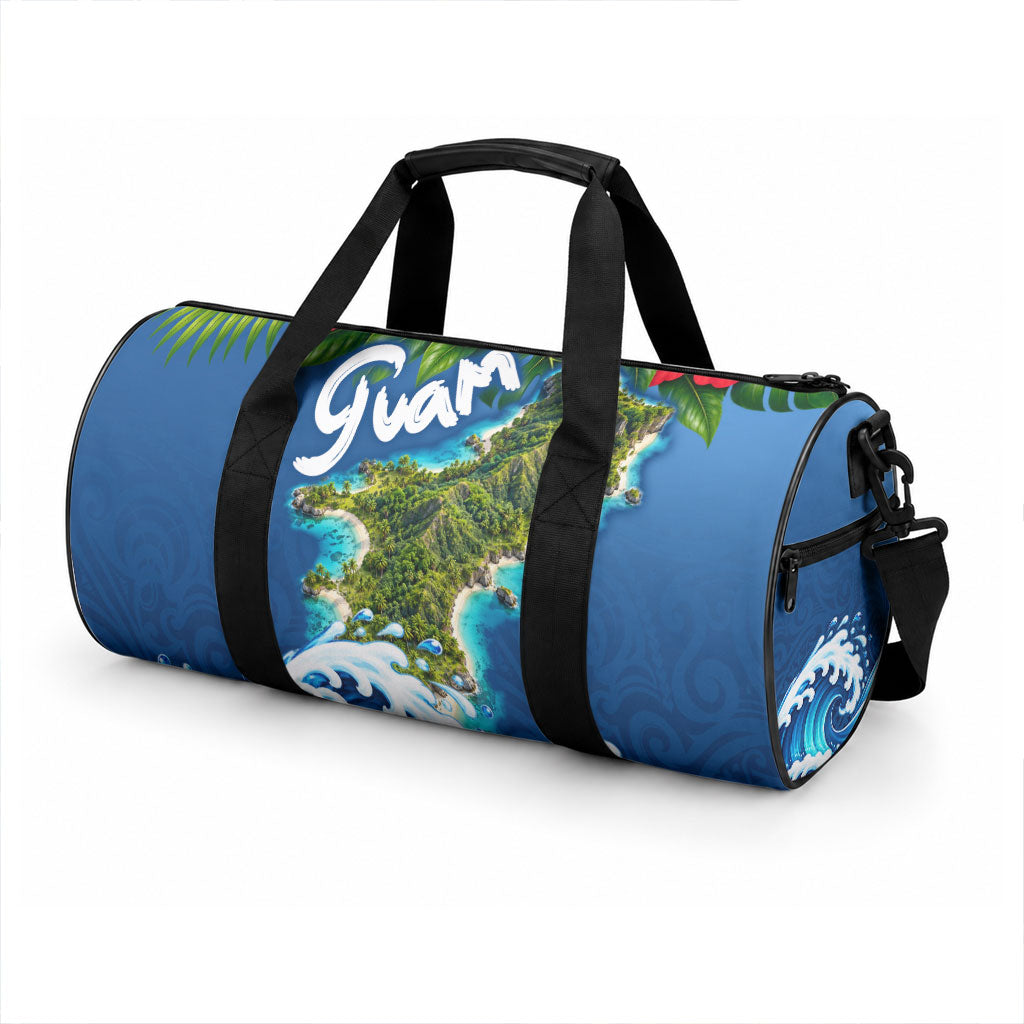 Guam Tropical Island Duffle Bag Hibiscus Floral Ocean Waves