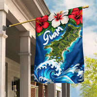 Guam Tropical Island Garden Flag Hibiscus Floral Ocean Waves