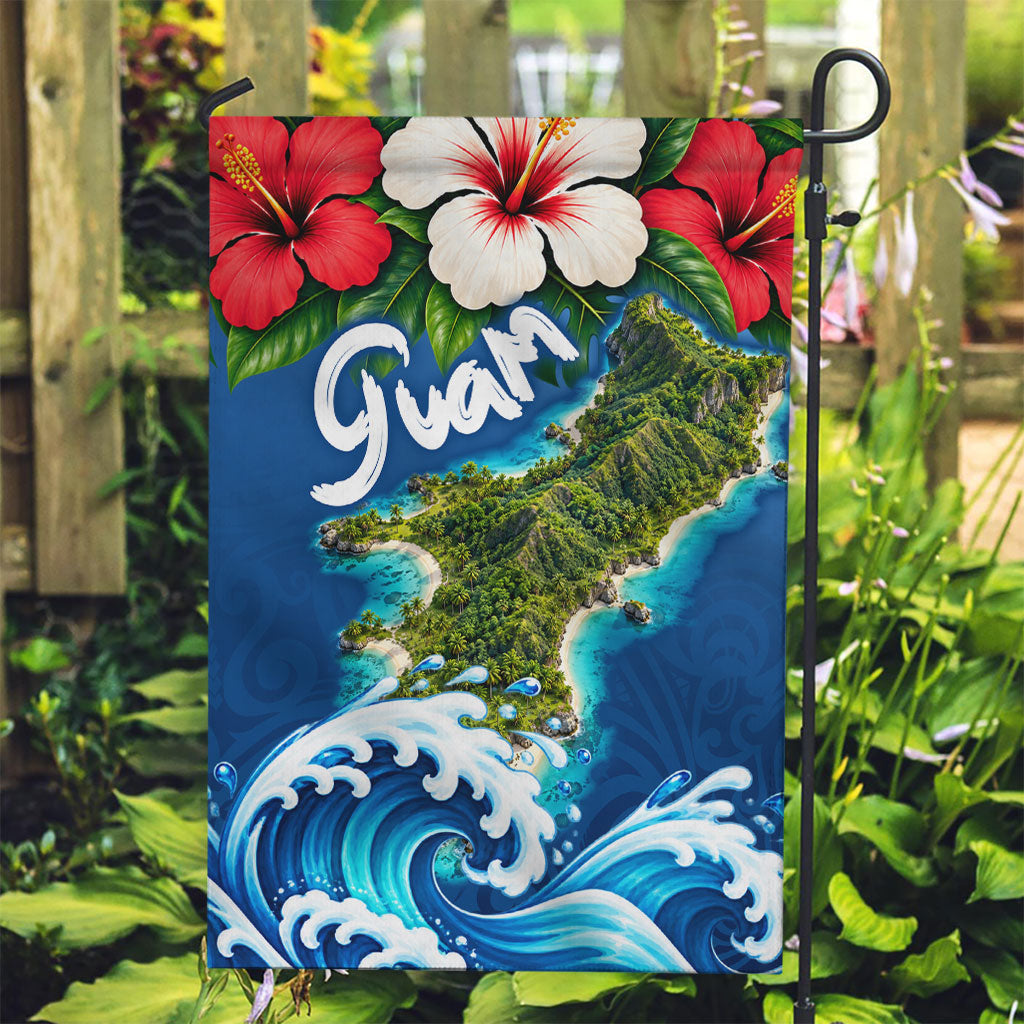 Guam Tropical Island Garden Flag Hibiscus Floral Ocean Waves