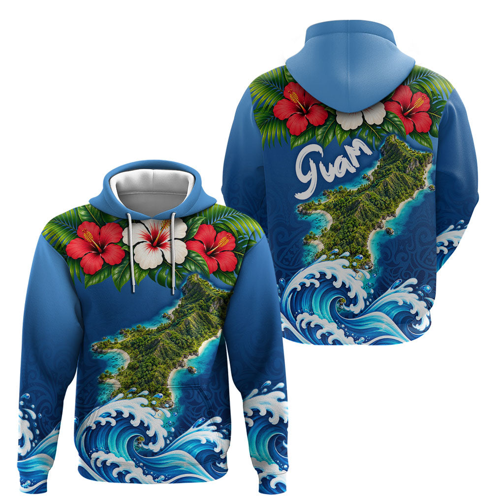 Guam Tropical Island Hoodie Hibiscus Floral Ocean Waves TS04 - Polynesian Pride