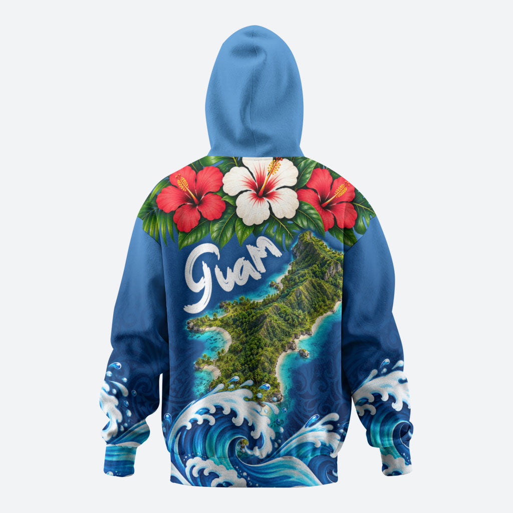 Guam Tropical Island Hoodie Hibiscus Floral Ocean Waves TS04 - Polynesian Pride