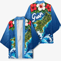 Guam Tropical Island Kimono Hibiscus Floral Ocean Waves