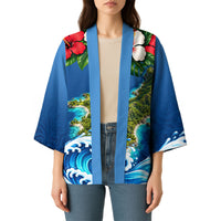 Guam Tropical Island Kimono Hibiscus Floral Ocean Waves