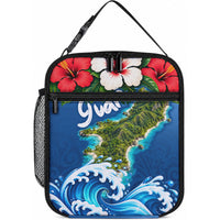 Guam Tropical Island Lunch Bag Hibiscus Floral Ocean Waves
