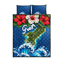 Guam Tropical Island Quilt Bed Set Hibiscus Floral Ocean Waves