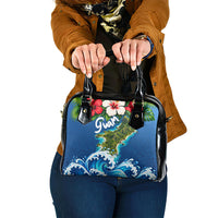 Guam Tropical Island Shoulder Handbag Hibiscus Floral Ocean Waves