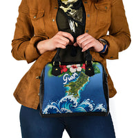 Guam Tropical Island Shoulder Handbag Hibiscus Floral Ocean Waves