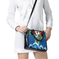 Guam Tropical Island Shoulder Handbag Hibiscus Floral Ocean Waves