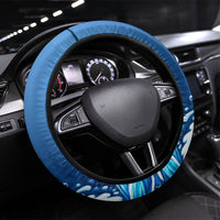 Guam Tropical Island Steering Wheel Cover Hibiscus Floral Ocean Waves