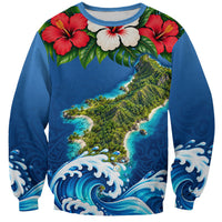 Guam Tropical Island Sweatshirt Hibiscus Floral Ocean Waves