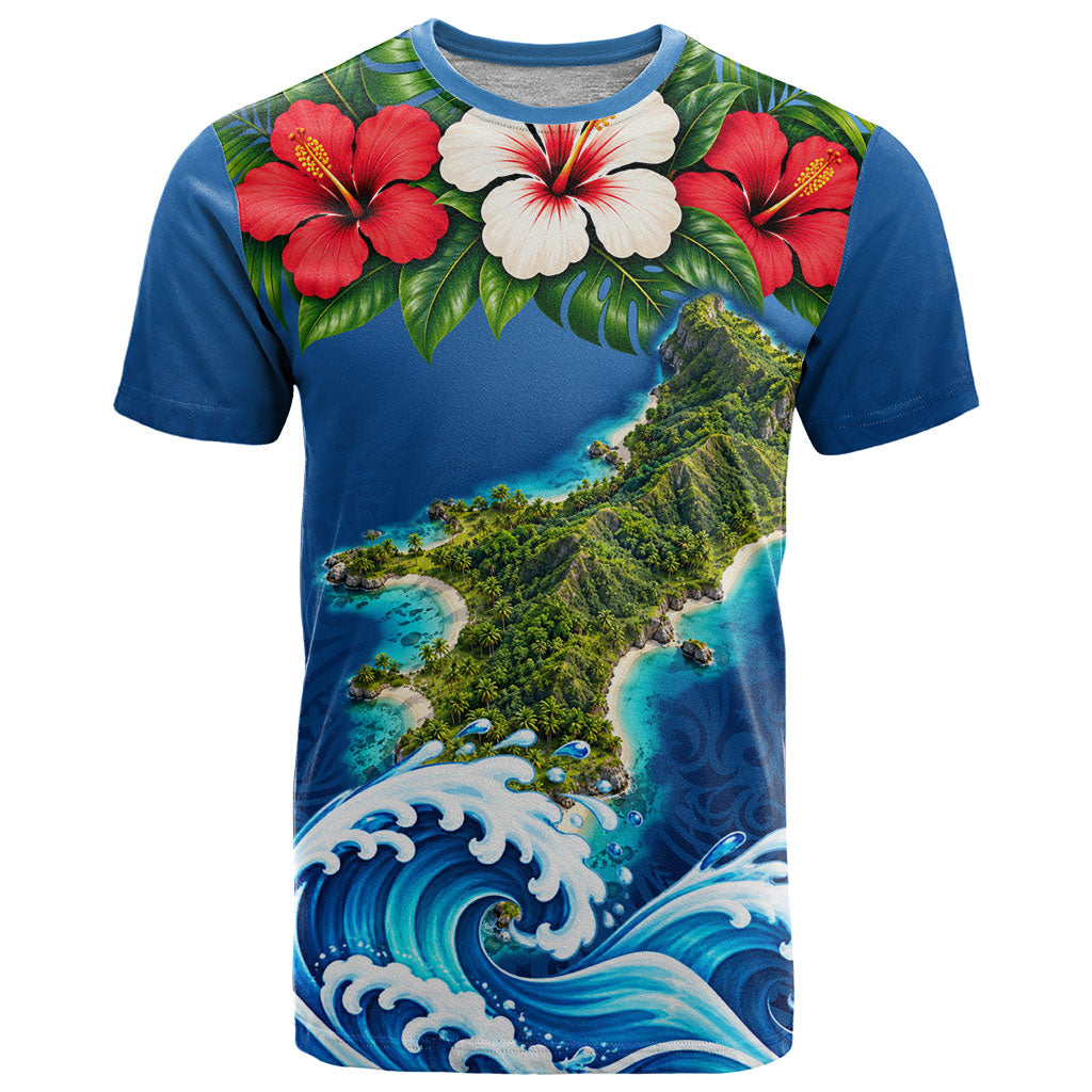 Guam Tropical Island T Shirt Hibiscus Floral Ocean Waves TS04 Blue Red - Polynesian Pride