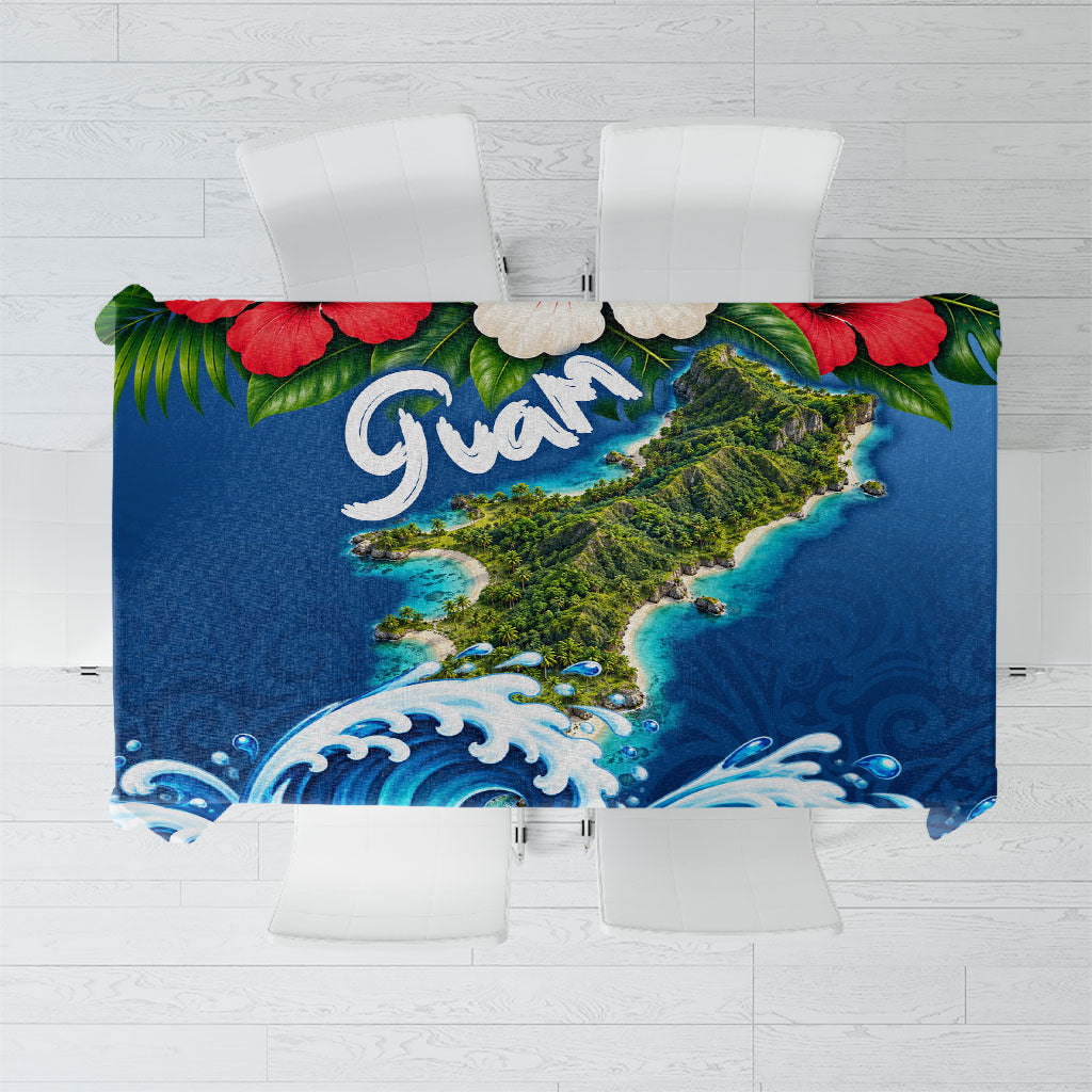Guam Tropical Island Tablecloth Hibiscus Floral Ocean Waves