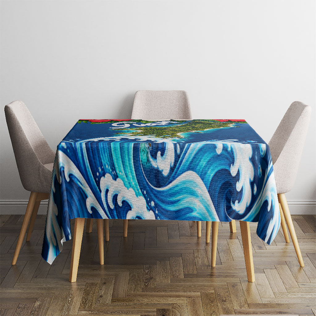 Guam Tropical Island Tablecloth Hibiscus Floral Ocean Waves