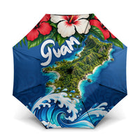 Guam Tropical Island Umbrella Hibiscus Floral Ocean Waves