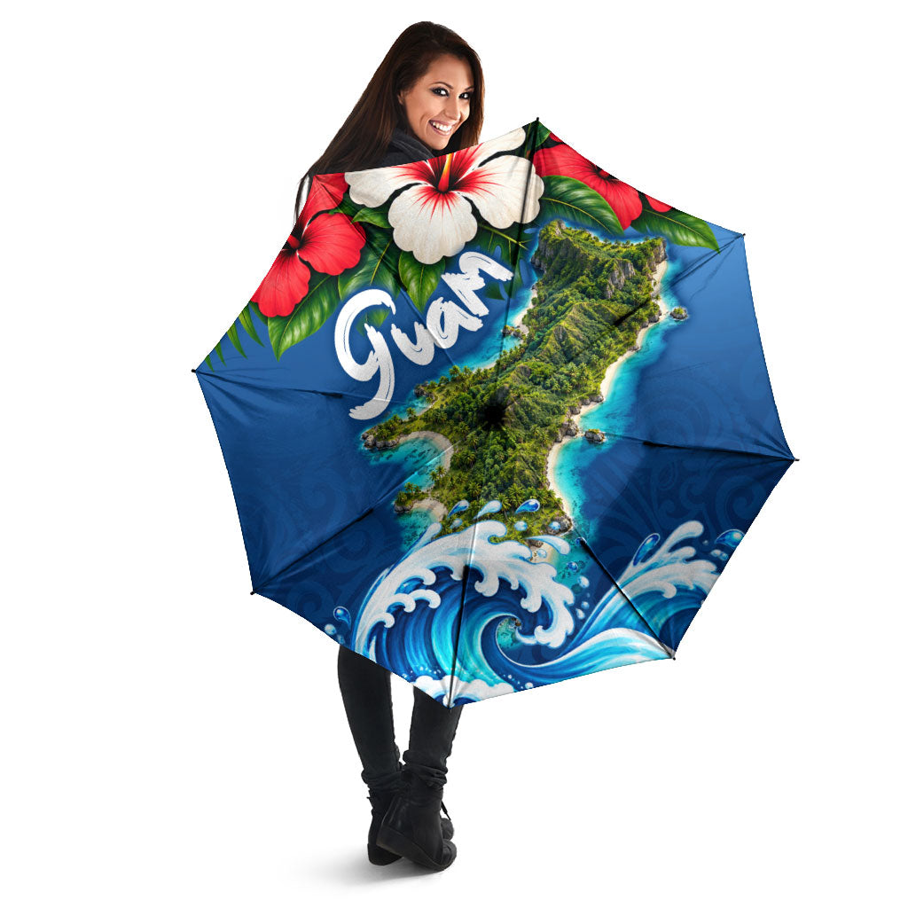 Guam Tropical Island Umbrella Hibiscus Floral Ocean Waves
