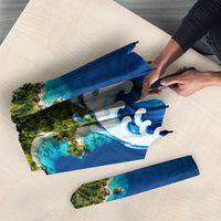 Guam Tropical Island Umbrella Hibiscus Floral Ocean Waves