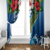 Guam Tropical Island Window Curtain Hibiscus Floral Ocean Waves TS04 - Polynesian Pride