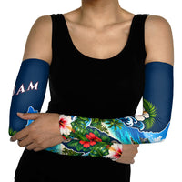 Guam Map Latte Stone Arm Sleeves Hibiscus Floral Coastal Landscape