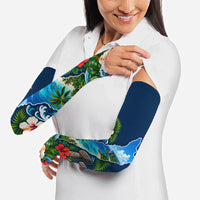 Guam Map Latte Stone Arm Sleeves Hibiscus Floral Coastal Landscape