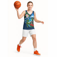Guam Map Latte Stone Basketball Jersey Hibiscus Floral Coastal Landscape