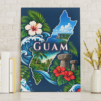 Guam Map Latte Stone Canvas Wall Art Hibiscus Floral Coastal Landscape