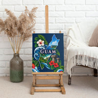 Guam Map Latte Stone Canvas Wall Art Hibiscus Floral Coastal Landscape