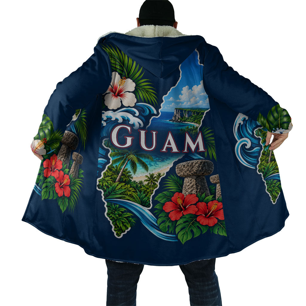 Guam Map Latte Stone Cloak Hibiscus Floral Coastal Landscape TS04 - Polynesian Pride