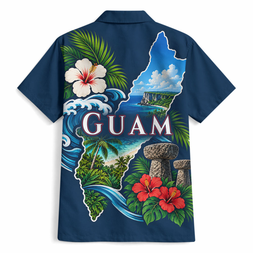 Guam Map Latte Stone Hawaiian Shirt Hibiscus Floral Coastal Landscape TS04 - Polynesian Pride