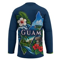 Guam Map Latte Stone Hockey Jersey Hibiscus Floral Coastal Landscape