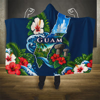 Guam Map Latte Stone Hooded Blanket Hibiscus Floral Coastal Landscape TS04 - Polynesian Pride