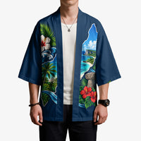 Guam Map Latte Stone Kimono Hibiscus Floral Coastal Landscape TS04 - Polynesian Pride