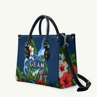 Guam Map Latte Stone Leather Bag Hibiscus Floral Coastal Landscape