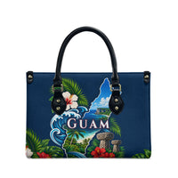 Guam Map Latte Stone Leather Bag Hibiscus Floral Coastal Landscape
