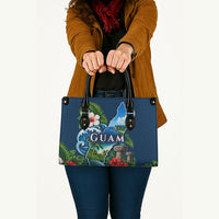 Guam Map Latte Stone Leather Bag Hibiscus Floral Coastal Landscape