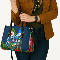 Guam Map Latte Stone Leather Bag Hibiscus Floral Coastal Landscape