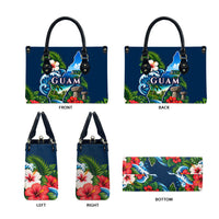 Guam Map Latte Stone Leather Bag Hibiscus Floral Coastal Landscape