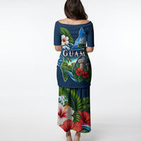 Guam Map Latte Stone Puletasi Hibiscus Floral Coastal Landscape