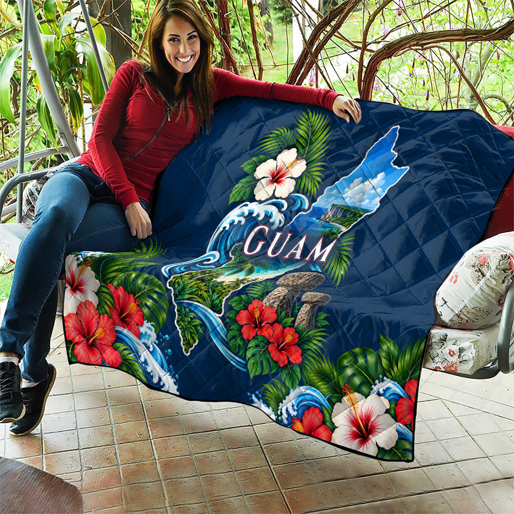 Guam Map Latte Stone Quilt Hibiscus Floral Coastal Landscape TS04 - Polynesian Pride