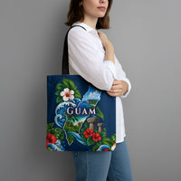 Guam Map Latte Stone Tote Bag Hibiscus Floral Coastal Landscape