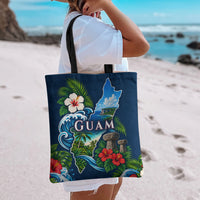 Guam Map Latte Stone Tote Bag Hibiscus Floral Coastal Landscape