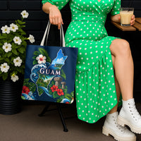 Guam Map Latte Stone Tote Bag Hibiscus Floral Coastal Landscape