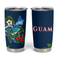 Guam Map Latte Stone Tumbler Cup Hibiscus Floral Coastal Landscape