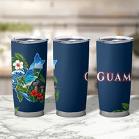 Guam Map Latte Stone Tumbler Cup Hibiscus Floral Coastal Landscape
